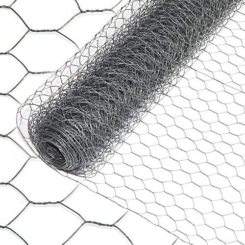 INDUTEC Sechseckgeflecht Drahtzaun Drahtgeflecht Gartenzaun Hasendraht - anthrazit - MW: 25 mm | H: 50 cm | L: 10 m Rolle