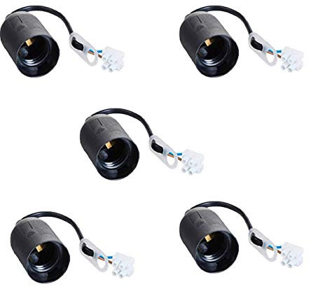 5x Baufassung E27 230V schwarz, mit Lüsterklemme