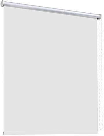 Thermorollo Verdunkelungsrollo Hitzeschutz Seitenzugrollo Fenster Rollo 11 Farben Breite 60 bis 240 cm Stoff lichtundurchlässig Thermo Beschichtung Weiß Silber (220 x 175 cm - Kette links / Weiß)