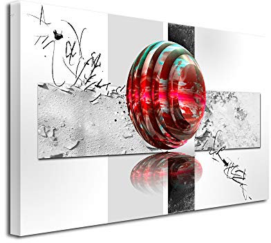 Décoration Chambre Tableau, Tableau Deco, Tableau Design, Tableau Mural, Tableau Toile déco Abstraite Bille 80x50 cm Rouge