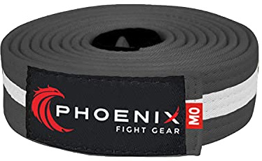 Phoenix Fight Gear BJJ Belt, Brazilian Jiu Jitsu Belt, Grey/White, A1
