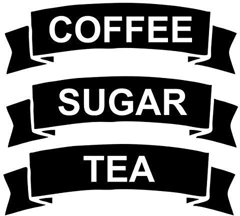 Aufkleber für Vorratsdosen aus Vinyl, für Kaffee, Tee, Zucker Schwarz