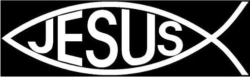 Samunshi® Aufkleber Christenfisch mit Jesus Church Fische Gott Symbol für Auto Motorrad Kirche weiß 10 x 3cm - Taufe Firmung Ichthy