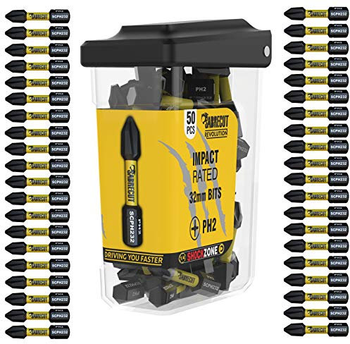 50 x SabreCut SCRPH23250B 32mm PH2 Magnetic Impact Screwdriver Driver Bits Set Single Ended Phillips Heavy Duty