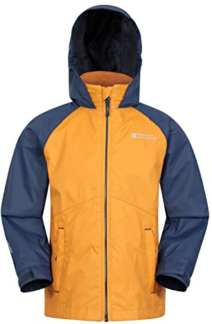 Mountain Warehouse Torrent II Kids Waterproof Jacket - Ripstop Outer Rain Coat, Taped Seams, Zipped Pockets - Spring Summer, Travelling, Camping Yellow (Lightweight) Kids Size 9-10 Years