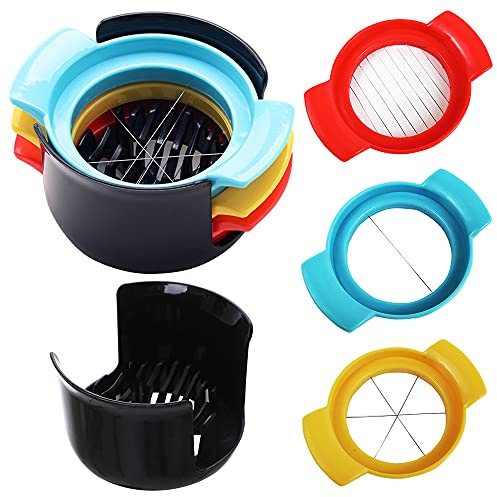 Cortador de Huevos ,3 in 1 manual multifunción Rebanador de Huevo con alambre de acero inoxidable para Cortar Huevos Ensaladas Sándwiches frutas Adecuada Para Rodajas de Fruta de Fresa y Plátano