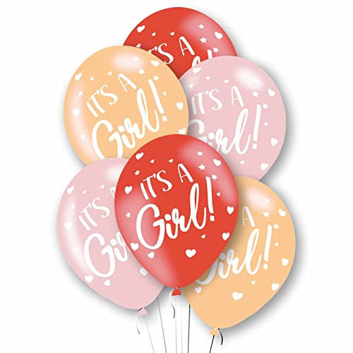 amscan 9912762 RTL Balln It's a Girl, 27 cm, 6 Stück, Mehrfarbig