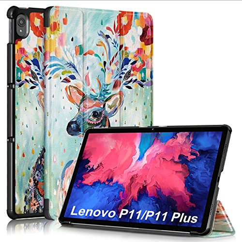 TOPCASE Funda para Lenovo Tab P11 2020 /P11 Plus 2021 /Tab K11 2021/Tab K11 Pro 5G 2021 Funda delgada con función atril para dormir o despierto, ciervo