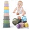 Lot de 8 gobelets empilables pour bébé, tasses gigognes avec motif pour enfant de 6 mois et plus, jouet Montessori, jouets de bain