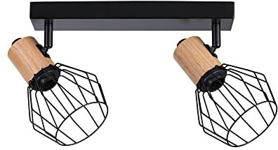 Paulmann 66767 Strahler Lanke 2-flammig max. 2x20 Watt Deckenleuchte Schwarz/Holz Spot Metall E14