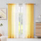 Melodieux Yellow Ombre Voile Curtains - Chiffon Gradient Rod Pocket Draps, Semi Transparent Lightweight Sheer Curtain for Window, Living Room, Indoor, Outdoor (56x81 inch, 2 Panels)