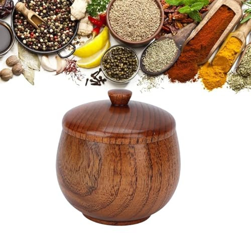 Fyearfly Bols D'assaisonnement En Bois Avec Couvercle, Sucrier Pot à Épices Pour Assaisonnement De Poulet En Poudre, Sucre, Sel, Poivre (Couleur Bois)