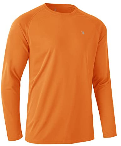 Rdruko Long Sleeve Running Top Men Breathable Running Sport Gym Hiking Shirt Quick Dry UV Sun Protection Fishing T Shirts Orange L