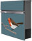 banjado® Briefkasten Anthrazit mit Motiv Abstrakter Vogel/Briefkasten mit Zeitungsfach 37x37x10,5 cm groß/Postkasten A4 Einwurf inkl. Montagematerial & 2 Schlüsseln