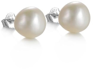 Pendientes de Perla Cultivada Barroca blanca de 7-8/9-10 mm mujer en Plata de Ley 925- H'Helen (9-10MM)