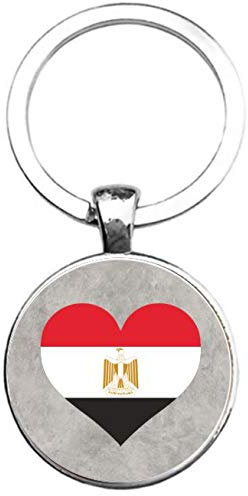 Schlüsselanhänger Glas - Flagge Ägypten, silberfarben