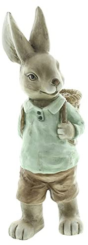FRANK FLECHTWAREN Osterdeko, Gartendeko, Hasenjunge mit Korb, Dekofigur, Osterfigur, Höhe 51 cm