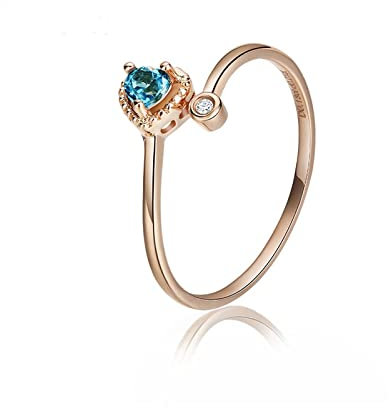 Eheringe Gold Diamant, Ringe Herzen 18K Blauer Saphir Verlobungsring Schmuck Geschenke für Frauen