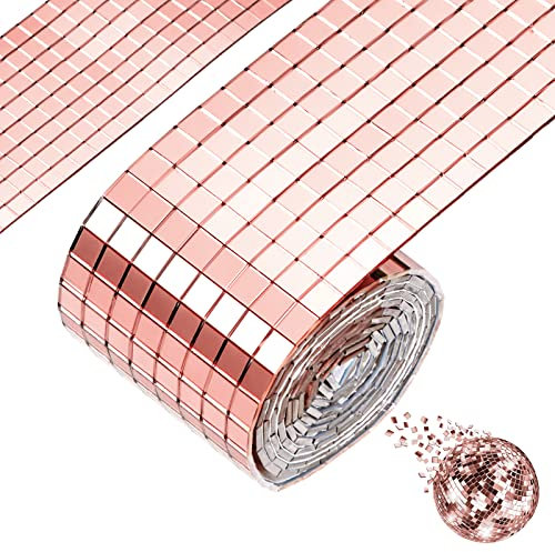 Spiegel Mosaik Fliesen Selbstklebend Quadratische Spiegel Mosaik Aufkleber Mini Glas für DIY Handwerk Dekoration Wandtattoos 3200 Stück 5 x 5mm Roségold