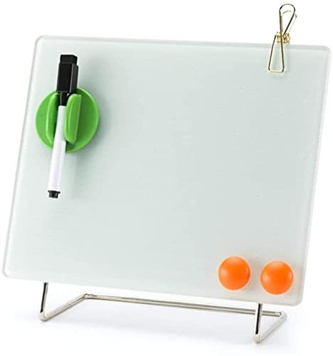 EPANO Whiteboards Desktop-Memoboard für Büro und Zuhause, kleines Glas-Whiteboard, trocken abwischbare Tafel, 20,3 x 25,4 cm Desktop-Staffelei mit magnetischem Nagel und Radiergummi