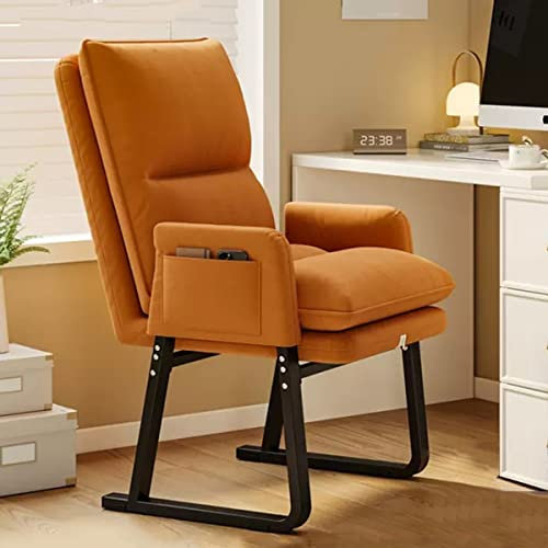 YCKEGEW Schlafzimmer Sessel Liegestuhl Schlafsessel Stoffsessel Balkon Wohnzimmer,Schreibtischstuhl Für Das Arbeitszimmer,Doppelschichtige Rückenlehne,Ergonomischer Stuhl (Color : Orange)