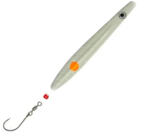 Troutwerk Inlineblinker 5g 6,5cm - Blinker, Forellenköder, Inliner, Angelköder, Kunstköder, 1 Stück, Weiß/oranger Punkt