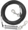Black Upgraded Tie Out Cable Leash With Spring, 360° Metal Swivel Hooks, Runner for Yard Steel Wire Cable With Durable Superior Clips for Outside Lead (3m)