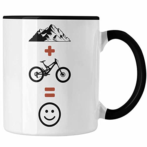 Trendation - Mountainbike Tasse Geschenk Berge Downhill MTB Fahrer Geschenkidee (Schwarz)
