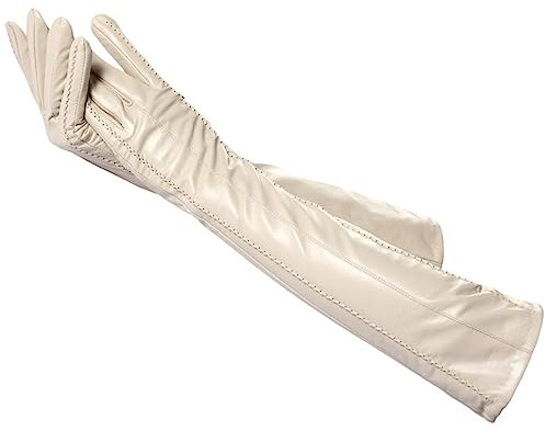 Damen Beige Lange Lederhandschuhe Herbst Winter Schaffell Lange Handschuhe Beige 7,5