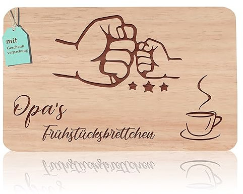 Frühstücksbrettchen opa geschenke | Brotzeitbrett mit Gravur “OPA'S FRÜHSTÜCKSBRETTCHEN” | Großväter Geschenke Buchenholz | Geschenkidee ideal für Vatertag Geburtstags Weihnachten