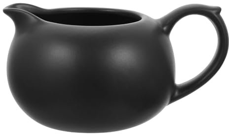JTBDWOSK Cruche À Lait Céramique Cafetière en Porcelaine Cruche À Lait Sauce Jug Cruche À Lait Céramique Tasse À Lait Pot Miel Pot Confiture pour Sirop Sauces À l'huile Sucre Accessoires Cuisine,Noir