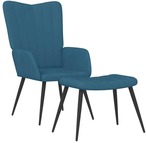 vidaXL Relaxsessel mit Hocker Blau Samt