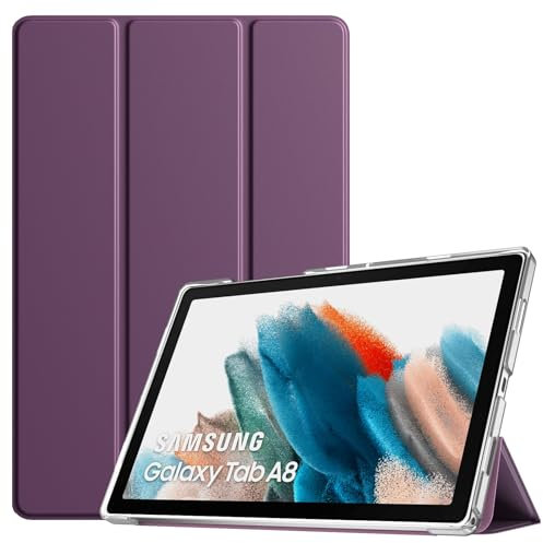 TiMOVO Case for Galaxy Tab A8 10.5 Case 2022 SM-X200/SM-X205, Slim Translucent Frosted Hard Back Tri-Fold Protective Case for Samsung Galaxy Tab A8 Tablet, Dark Purple