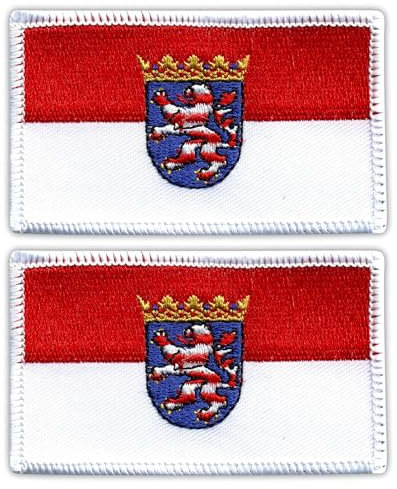 2er Set - Flagge von Hessen - Aufnäher - Bestickter Aufnäher / Abzeichen / Emblem