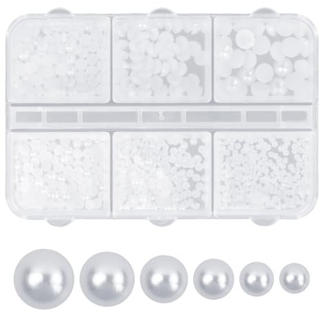 Cozlly Halbperlen 1,5-5mm - Flatback Pearls, Halbrunde Cabochon zum Basteln - Weiß Lose Kleine Deko für DIY, Schmuckherstellung, Nagelkunst Dekoration