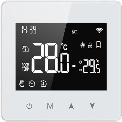 termostato WiFi Caldera Gas,termostato Caldera Gas,Termostato Inteligente LCD WiFi, Control Remoto por aplicación y termostato de Control de Voz Adecuado para Dormitorio, salón y Oficina.