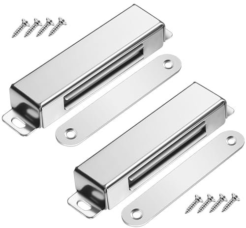 Greluma 2 Stk 95 mm Schrank-Magnetverschlüsse, Türmagnet, Edelstahl, magnetische Schranktürverschlüsse, Schranktür-Magnetverschluss, Schrankmagnet zum Schließen von Schubladen, Schranktüren