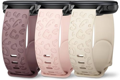 Wizvv Cinturino da 22 mm con incisione leopardata, compatibile con Garmin Vivoactive 4/Venu 3, Garmin Forerunner 265/255/255 Music, cinturino di ricambio morbido per uomo e donna