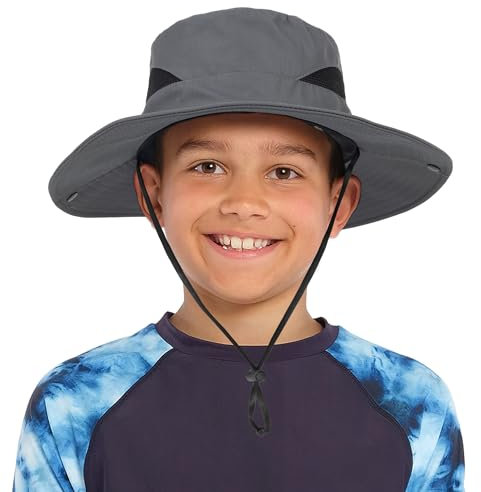 INOGIH Sommer-Sonnenhut für Kinder und Jungen – breiter Krempe, Sonnenschutz, Outdoor-Eimerhut, Sommer-Strandhut für Jungen, Mädchen, Teenager