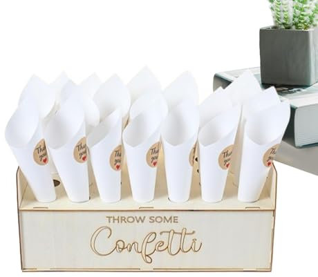 Opilroyn Porta coni in cartone con 30 carte , supporto decorativo per coni, vassoio con adesivi per petali, bouquet, caramelle, cioccolato