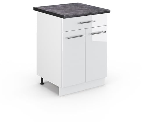 Vicco Mobiletto base per cucina Fame-Line, Bianco lucido, 60 cm