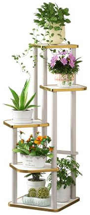 HHCTEBEC 5-Stufiger Hoher PflanzenstäNder für Den Innenbereich Eckregal für Pflanzenregale Aus Holz Mehrstufiger Pflanzgefäß-Topfhalter BlumenstäNder für Wohnzimmer Balkon Garten Terrasse