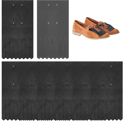 PH PandaHall 4 Paare PU Leder Fransen Trim, 16x8cm Schwarz Quaste Trim Schuh Spitze Quaste Trim Leder Sewing Quaste Fransen für Schuh Fransen Nähen Kleid Rock Dekoration