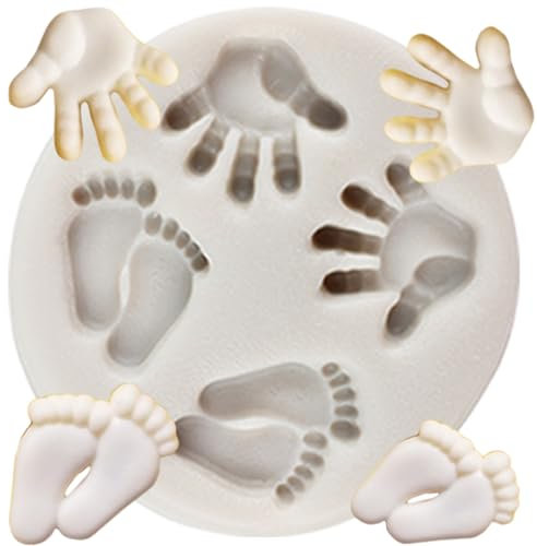 MINFEIDMS Baby Silicone Fondant Mould Baby Foot Hand Candy Chocolate Mould for Sugar Cake Decorating Cupcake Topper Gum Paste Polymer Clay