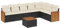QJBSAVVA Esstisch Balkonmöbel Kleiner Balkon Gartenlounge Outdoor Lounge Tisch Outdoor - 8-TLG. Garten-Sofagarnitur mit Kissen Schwarz Poly Rattan für Garten Balkon Terrasse Party