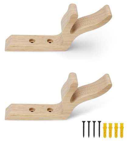 HJIAMA 2 Stück Kleiderhaken Holz, Wandhaken Holz Hirschgeweih, Multifunktional, für Wände, Eingänge, Schlafzimmer, Balkone