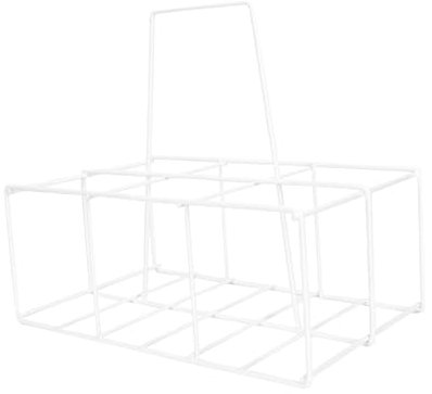 PRETYZOOM Portable Milk and Beer Bottle Holder Iron Craft Storage Basket Handle Stylish White Kitchen Organizer for Easy Carrying and Display