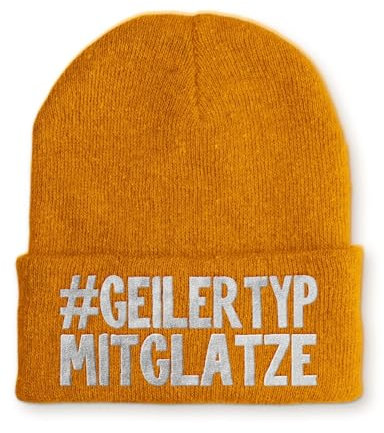 Beanie Geiler Typ mit Glatze Wintermütze Mütze mit lustigem Spruch, Farbe: Mustard