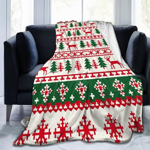 Mexpekil Decke mit weihnachtlichem Hirschmotiv, weich, gemütlich, flauschige Flanell-Fleece-Decke für Sofa, Bett, Camping, Reisen, 102 x 76 cm