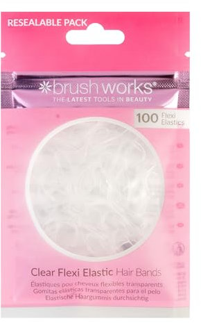 Brushworks Clear Flexi Elastic Hair Bands - 100 Pieces